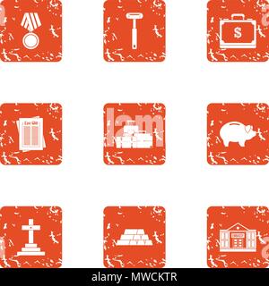 Mercenary icons set, grunge style Stock Vector