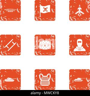 Clash icons set, grunge style Stock Vector