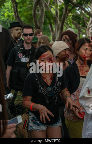 Zombie Walk Sydney Australia, 2 November 2013 : Participants dressed up in costumes and walking as the undead Stock Photo