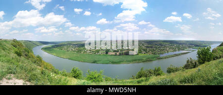 Summer panorama in Moldova. Monastery capriana and dniester. Stock Photo