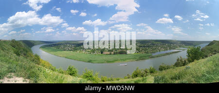 Summer panorama in Moldova. Monastery capriana and dniester. Stock Photo