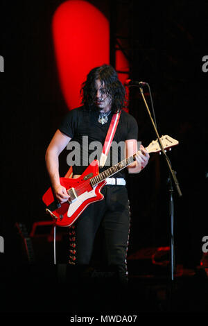 The White Stripes band performing at the Exit Festival 2005, Novi-Sad, Serbia. Stock Photo