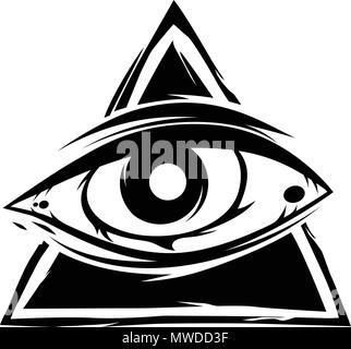 all seeing eye theme logo template vector art Stock Vector