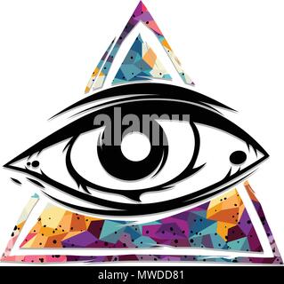 all seeing eye theme logo template vector art Stock Vector