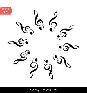 Decoration of musical notes in the shape of a circle eps 10 Stock Vector