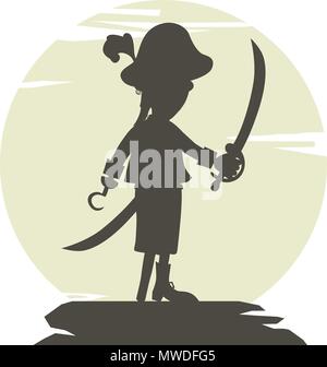 hook pirate silhouette theme vector art logo Stock Vector