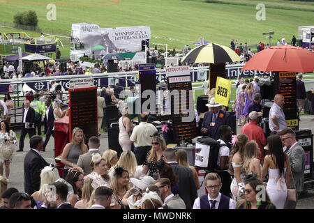 Epsom Downs, Surrey, UK., 1st June, 2018  The bookies stand at Investec Ladies Day on the Surrey Downs. Credit: Motofoto/Alamy Live News Stock Photo