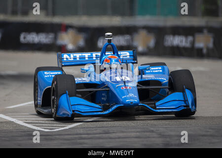 Detroit, Michigan, USA. 1st June, 2018. Ed Jones (10) takes to the track for a practice session for the Detroit Grand Prix at Belle Isle Street Course in Detroit, Michigan. Credit: Stephen A. Arce/ASP/ZUMA Wire/Alamy Live News Stock Photo