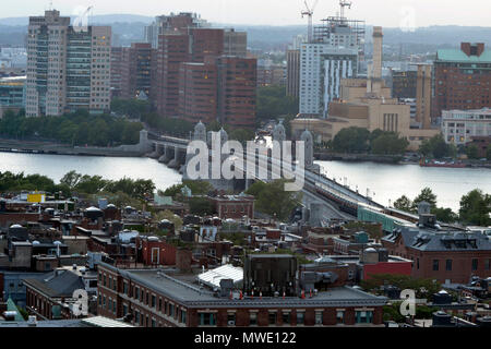 Boston, Massachusetts, USA. 31st May, 2018. The Longfellow Bridge has reopened on the Charles River crossing from Cambridge into Boston after 5 years of reconstruction that cost $300 million dollars. The bridge built just after the turn at the 2oth Century had fallen into poor shape because of neglect and time. Credit: Kenneth Martin/ZUMA Wire/Alamy Live News Stock Photo