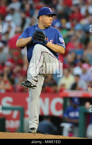 LOS ANGELES, CA - JUNE 12: Texas Rangers starting pitcher Bartolo Colon  (40) throws in the first inning during the game between the Texas Rangers  and the Los Angeles Dodgers on June