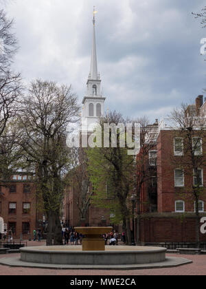 Paul Revere Mall and Old North Church in Boston, Massachusetts, USA Stock Photo