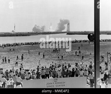 Apollo 11 liftoff viewed from LC-39 press site Stock Photo