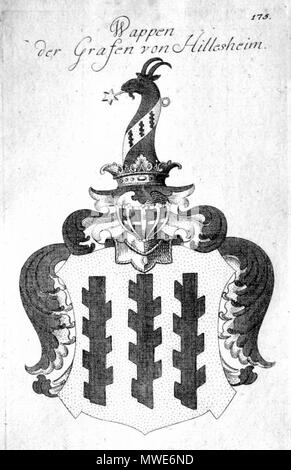 . Deutsch: Wappen des deutschen Grafengeschlechtes 'von Hillesheim' . 1 February 2009, 13:04:03. zeitgenössischer Stecher, 1770 278 Hillesheim Wappen 2a Stock Photo