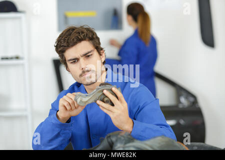 auto mobile and motorcycle mechanic Stock Photo