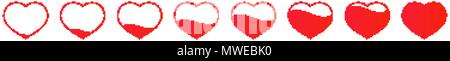 Red heart line. Progress bar. Loading indicator Stock Vector