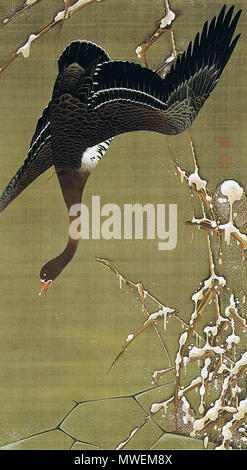 English Wild Geese On The Surface Of The Ice About 140cm Height 1760s Ito Jakuchu Formerly