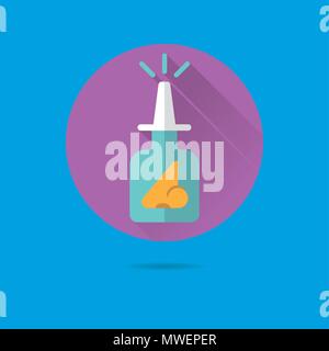 nasal spray bottle flat design long shadow vector icon Stock Vector