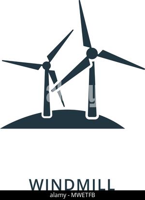 Windmill icon. Flat style icon design. UI. Illustration of windmill icon. Pictogram isolated on white. Ready to use in web design, apps, software, print. Stock Vector