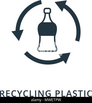 Recyclable Plastic icon. Flat style icon design. UI. Illustration of recyclable plastic icon. Pictogram isolated on white. Ready to use in web design, apps, software, print. Stock Vector