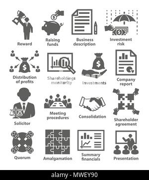 Business management icons Pack 43 on white Stock Vector