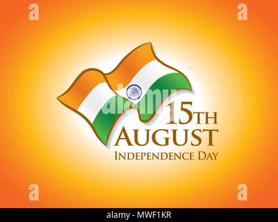 15th August, Indian Independence Day, Vector typographic emblems with Background, logo or badge, Vector illustration Stock Vector