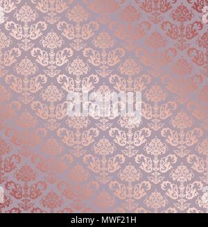 Seamless rose gold small floral elements wallpaper patter. This image is a vector illustration. Stock Vector