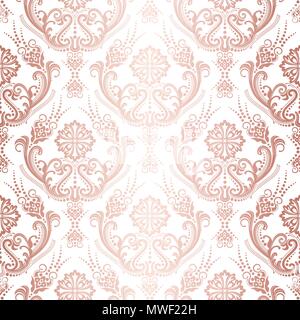 Luxury rose gold floral damask wallpaper isolated pattern. This image is a vector illustration. Stock Vector