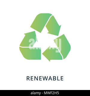 Renewable icon. Flat style icon design. UI. Illustration of renewable icon. Pictogram isolated on white. Ready to use in web design, apps, software, print. Stock Photo