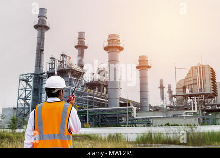 Engineers working in power stations Stock Photo
