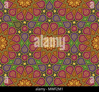 Colorful arabesque ornament pattern, vector geometric background in arabian style Stock Vector