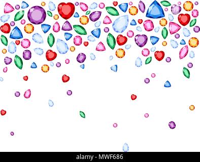 Set of realistic jewels. Colorful gemstones. Vector gemstone Illustration on white background Stock Vector