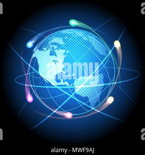 Globe in a Space design concept. Vector illustration. Stock Vector