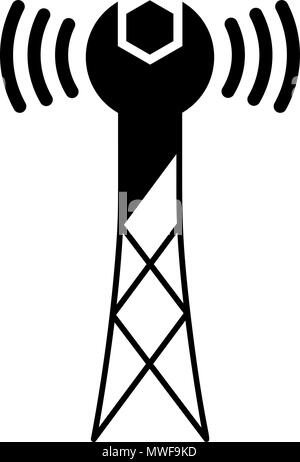 Wireless network repair conceptual logo icon design Stock Vector