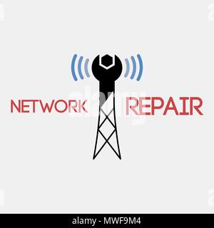 Connectivity problems solutions - conceptual logo icon design Stock Vector