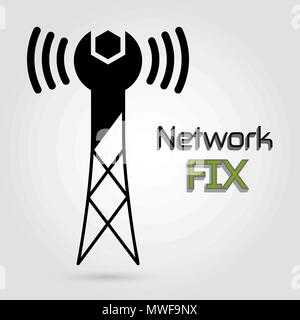 Wireless network fix conceptual design Stock Vector