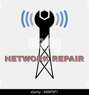 Wireless network repair logo Stock Vector