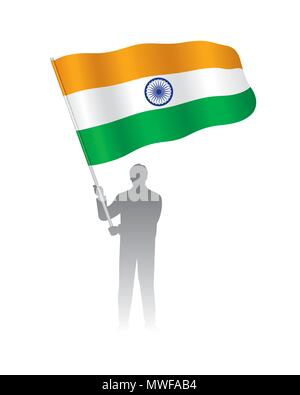 Man holding Indian Flag, Vector Illustration Stock Vector