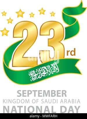 23rd September Saudi Arabia National Day Logo, Typographic emblems & badge with White Background Stock Vector