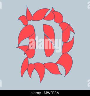 Logotype letter D with leafs - stylized design using negative space Stock Vector