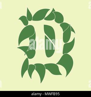 Organic logotype design with leafs making letter D using negative space Stock Vector
