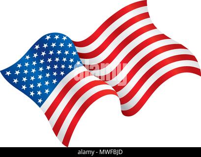 USA flag waving in the wind. vector illustration Stock Vector