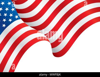 USA flag waving in the wind. Flag Background Template, vector illustration Stock Vector