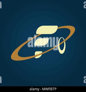 Abstract logo design template - letter f with oval and hoop Stock Vector
