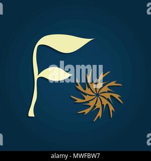 Floral letter f abstract logotype design with stylized flower Stock Vector