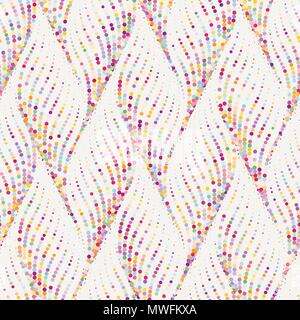 Colorful abstract dotted wave stylish texture. Endless modern halftone background. Vector seamless geometric pattern Stock Vector
