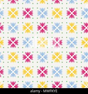 Colorful seamless flower polka pattern. Endless ornate ornament Stock Vector