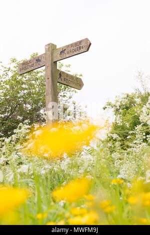 A public footpath and bridleway right of way sign, England, UK Stock ...