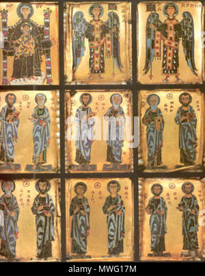 . Khakhuli triptych, medieval artwork from Georgia. The Apostles . 10th-12th cc. Anonymous 338 Khakhuli icon. Apostles Stock Photo