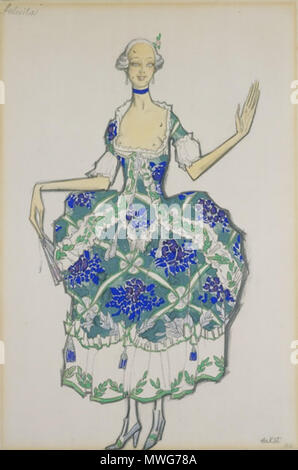 . Design for 'Felicita' in Leonide Massine’s ballet 'The Good Humoured Ladies' Designed by Leon Bakst Diaghilev Ballets Russes 1917/ V&A Museum Museum no. S.341 -1988 . 20th century. Bakst 368 Les Femmes de bonne humeur 03 by L. Bakst Stock Photo