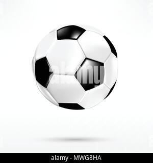 3D black and white soccer ball on white background vector illustration Stock Vector